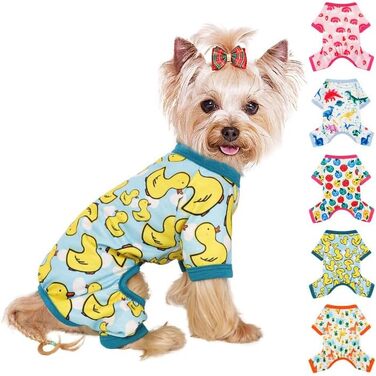 Жовтий комплект піжами для собак, теплий та літній одяг для маленьких собак, цуценят, котів. М'який, еластичний, комплект для домашніх тварин (Small)