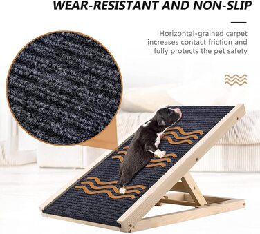 Рампа для собак Efan з масиву дерева, регульована висота, до 150 кг, для автомобілів та вантажівок (70 x 35 см, H30-40 см)