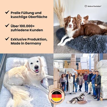 Преміум подушка для собак Wahre Tierliebe Fluffy - М'яке ліжко для вашого улюбленця. Легко чиститься. Ідеально для дому та в подорожах. Розмір M (100x75x25 см), сірий колір.
