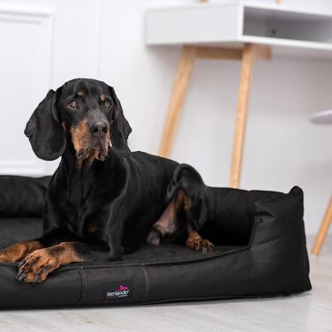 Ортопедичне ліжко для собак Tierlando® Goofy XL-XXXL, 130x100 см, чорний колір, для великих собак, знімний водонепроникний чохол, для собак з проблемами суглобів