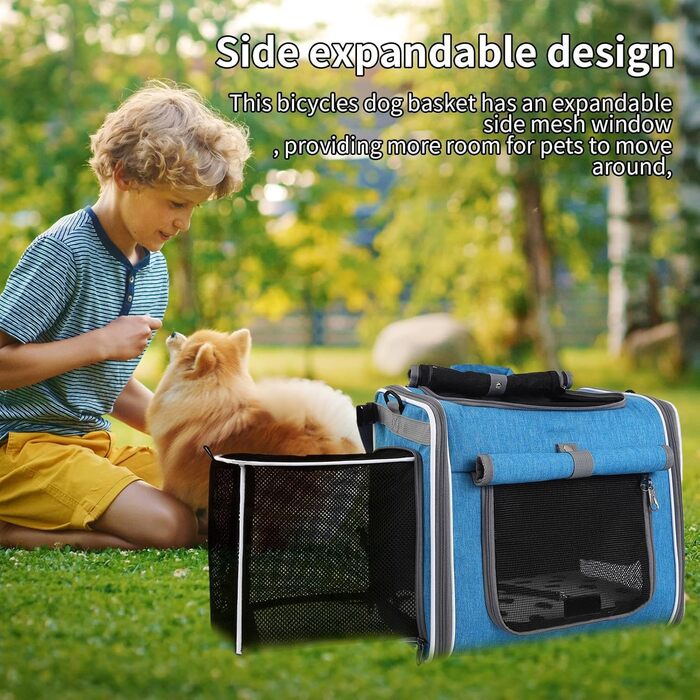 Корзина для собаки на велосипеді | Сумка-переноска для тварин на велосипед | Регульована сумка з вентиляцією для транспортування, прогулянок, походів, кемпінгу, велопоїздок та піших прогулянок