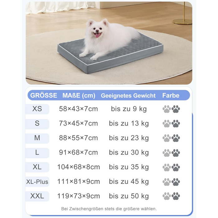 Ортопедичне ліжко для собак середнього розміру KSIIA, 88x55x7 см, знімний, миючий, темно-сірий