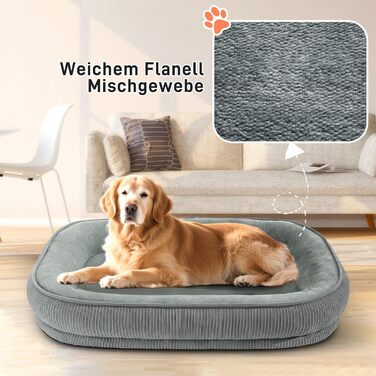 Ліжко для собак середніх та великих порід з високими бортиками, знімний та пральний чохол, кошик для собак, зручна подушка з роликом для шиї, неслизьке дно