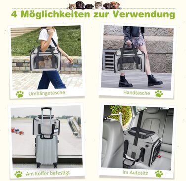 TOFFCAEA Транспортна сумка для кота/собаки, переноска для собак, складана переноска для котів, портативна, 6 кг, для середніх собак та котів (Сірий, 43 x 28 x 28 см)