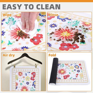 Килимок для годування собак Kooltail, вбираючий, швидковисихаючий, з водонепроникним гумовим покриттям, 12'x20' (1 шт.), квітковий принт