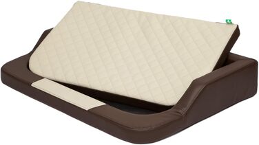 Ортопедичний лежак для собак MEDICO Lux ÖKOLEINEN, 75x50x15 см - лежак для маленьких, середніх та великих собак, водонепроникний, ергономічний, коричневий з бежевим