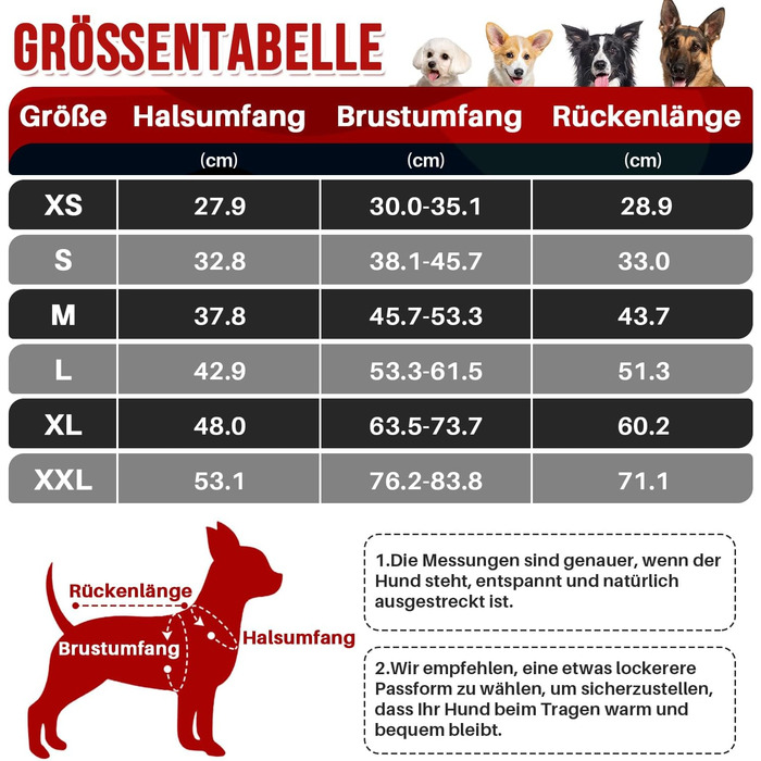 Водонепроникний собачий плащ з шлейкою, флісова комір-стійка, тепла зимова куртка для собак з подвійним блискавкою, куртка для собак з відбиваючими елементами, червоний, розмір S