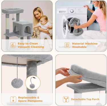 PAWZ Road Котячий комплекс з драбиною та будиночком, 113 см, зелений. Двоярусна кішка, кігтеточка, лежанка для котів, котячий будинок, турнік, кішка, витривала