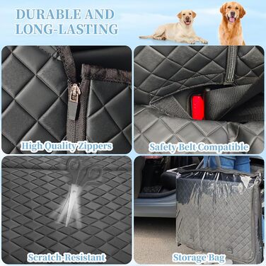 Подовжувач для заднього сидіння автомобіля для собак, міцний чохол для автосидіння для собак, витримує 200 кг, велике жорстке подовження для собак, водонепроникна гамак для собак з сіткою для автомобіля та позашляховиків (Чорний)