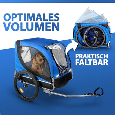 Причіп для велосипеда з захистом від дощу, для собак до 40 кг, складання, блакитний