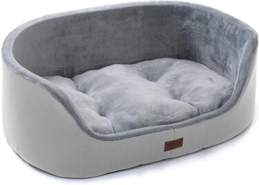 Кругле лежанка для собак середнього розміру Raikou, м'яка та зручна, з антиковзким покриттям. Підходить для собак та котів, сірого кольору (45 x 34 x 17 см)