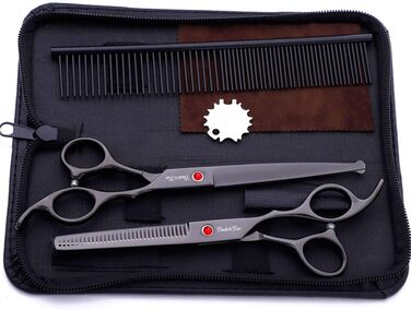 Набір професійних ножиць для грумінгу домашніх тварин 7,0 дюймів (3 шт.), нержавіюча сталь, безпечні закруглені кінчики, для собак та котів