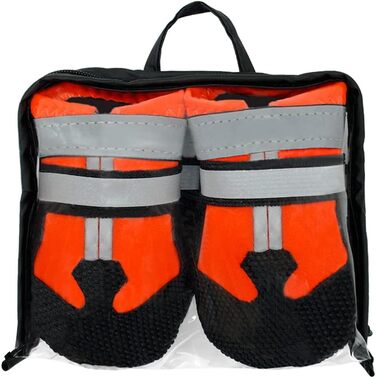 Водонепроникні чоботи для собак Leeko, 4 шт. - антиковзаючі, захист лап, з відбиваючим ремінцем, на липучці, для маленьких собак, помаранчеві (S)