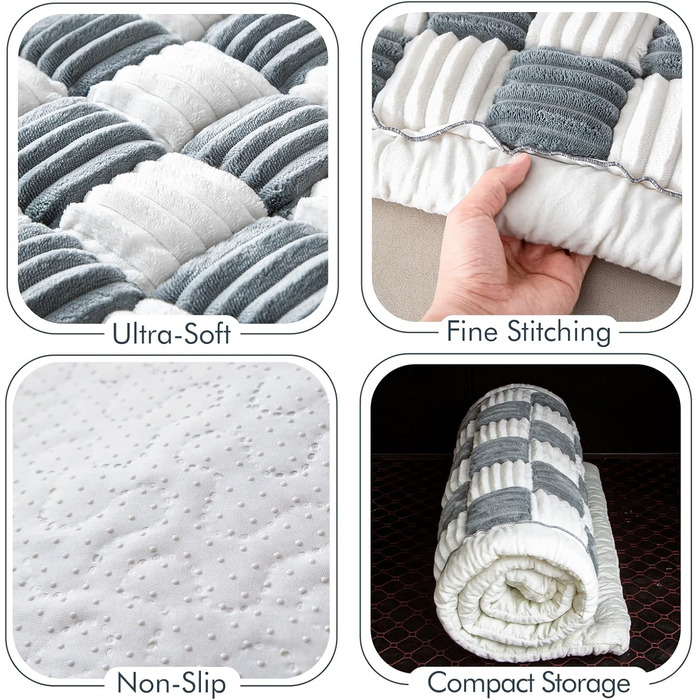 Підстилка для собак у машину, авто-ліжко для собак, рушник для собак, неслизька підстилка для собак у машину (63 x 124 см, сіра в клітинку)