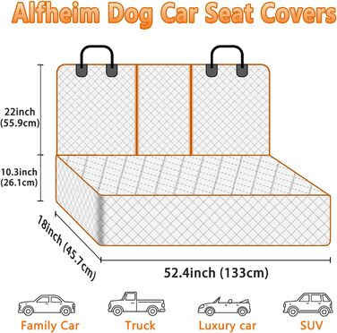 Накладка на сидіння автомобіля для собак Alfheim, водонепроникна, антиковзаюча, сумісна з Isofix, стійка до подряпин, універсальна, коричнева