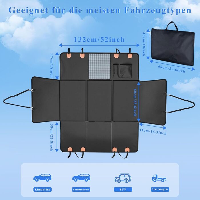 Накладка на сидіння автомобіля для собак CIGAA, водонепроникна, стійка до подряпин, з жорсткою основою, помаранчевого кольору