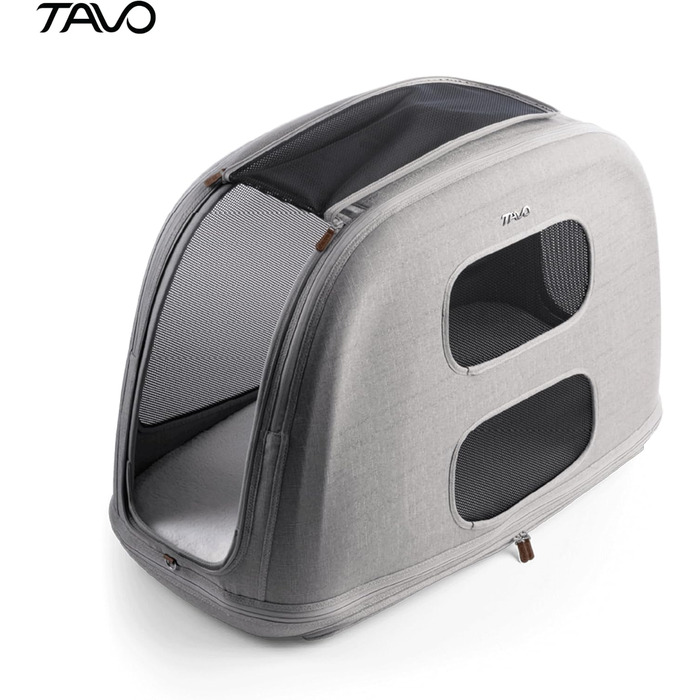 Переноска для тварин Tavo Crispin Large: Автопереноска для собак та котів, ISOFIX, 360° вентиляція, складна, 2 матраци, колір Merle