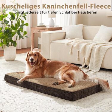 Ортопедичне ліжко для собак JOEJOY, маленьких порід, з м'якою підстилкою, неслизьке дно, 61x43x9 см (Колір: Коричневий)