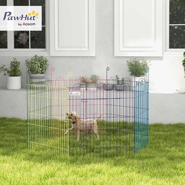 PawHut вольєр для цуценят, металевий, кольоровий, Ø120 x H60 см