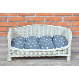 Корзина-ліжко для собак та котів з плетіння, сірого кольору, з м'яким лежаком (74x52x39 см)