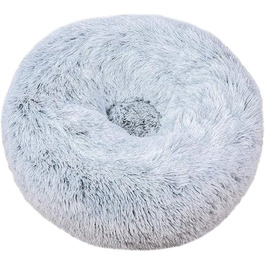 Кругле ліжко для собак FANSU з м'якого плюшу, ковзаюча база, ліжко для котів у формі пончика, розмір та колір обираються (градієнт сірий, 60 см), 60 см, градієнт сірий