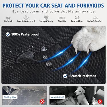 Захисний чохол на заднє сидіння для собак XL, чорний з ковдрою, водонепроникний, з жорсткою основою, для вантажівок та позашляховиків