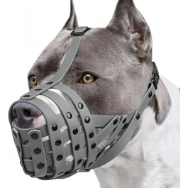 Намордник для собак Mayerzon Pitbull: легкий, для великих та середніх порід, проти укусів, безпечний для грумінгу та ветеринара, сірий, розмір L (діаметр морди 29-33 см)