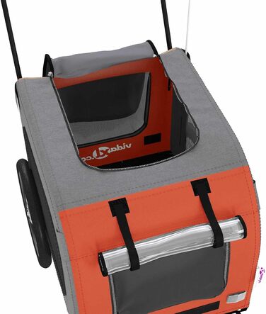 Причіп для собак VidaXL, 45 кг, Оксфордська тканина, з прапорцем та відбивачами (Оранжевий, 125 x 53 x 54 см)