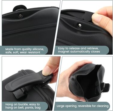 Силіконові пакетики для ласощів для собак (2 шт.), для тренувань, на талії, водонепроникні, ідеальні для прогулянок