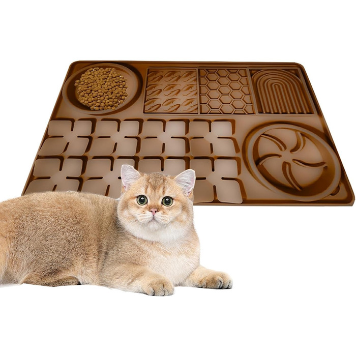 Килимок для годування собак та котів Slow Feeder з силікону, коричневий