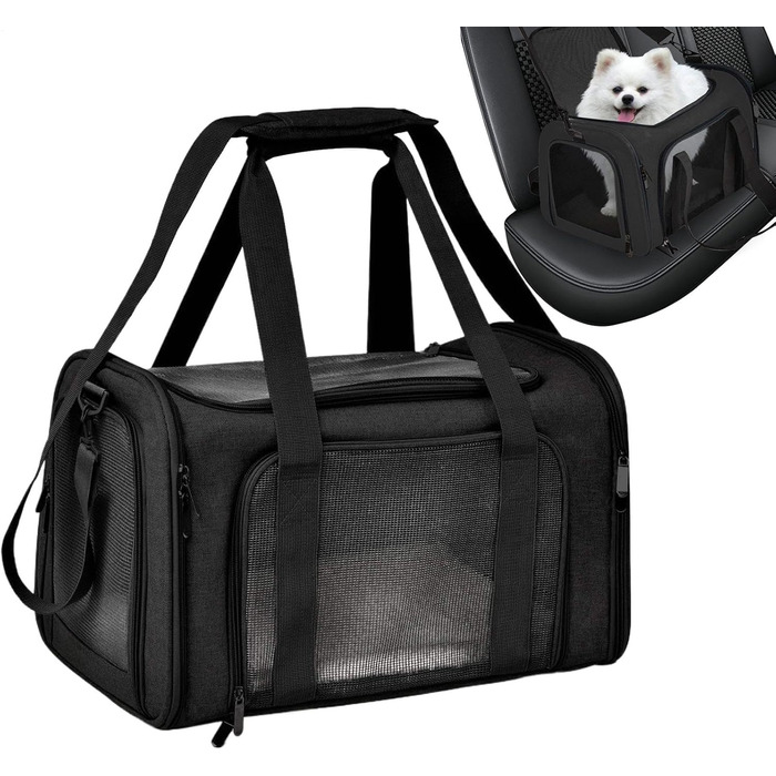 Траспортер для котів та собак, складаний, чорний. Атмосвіт, для подорожей, переноска для тварин