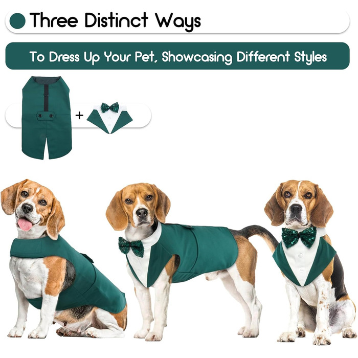 Костюм для собак з банданою, набір для святкування (весілля, день народження, Хелловін) - чорний з сріблястими смугами (M)