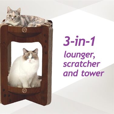 Necoichi Cozy Cat Кігтеточка-лежак, 100% перероблений папір, без хімії, топ Японії, Турм, темно-вишневий, стандартний розмір