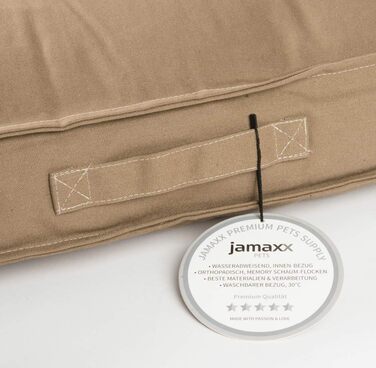 JAMAXX Преміум подушка для собак - ортопедична, з піною з пам'яті, знімний водонепроникний чохол, собаче ліжко з канвас-чохлом PDB1007 (S) 65x50 (L 90 x 70 x 15 см, кофейно-коричневий)