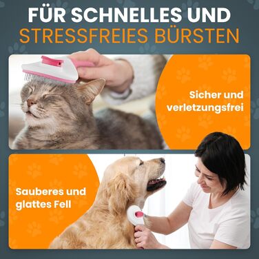 Набір щіток для котів та собак: для короткої та довгої шерсті. Включає ножиці для кігтів, зменшує випадіння шерсті, забезпечує блискуче хутро, легко чиститься натисканням кнопки. (Рожевий)