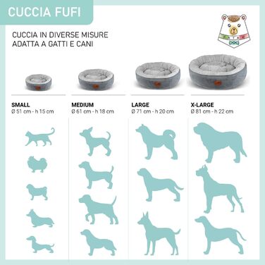 Ліжко для собак та котів Fufi Grey, кругле, велике (⌀ 81 см), з м'якими краями, неслизьке, знімне, машинне прання