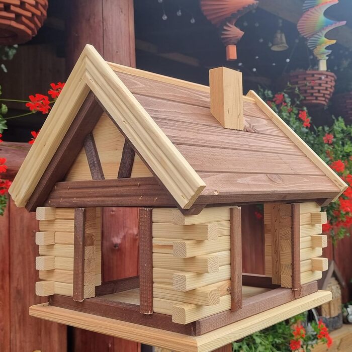 Дерев'яний годівничка для птахів VOGELHAUS, коричнева/натуральна