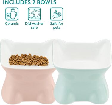 Набір мисок для котів Navaris 2 шт. - Підвищені миски з кераміки - Миски для їжі та води, придатні для миття в посудомийній машині