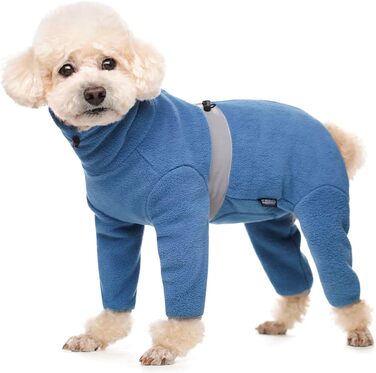 Теплий флісовий одяг для собак, зимовий, з довгим рукавом, для чотирилапих, регульований, для собак маленьких та середніх розмірів, розмір XL (блакитний)