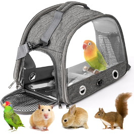 Транспортна сумка для птахів Vogel з ручкою та металевим підносом, переносна клітка, сумка для подорожей з папугами, рюкзак для птахів з дерев'яною ручкою, переносна сумка для маленьких тварин, переносна клітка для птахів (Сірий)