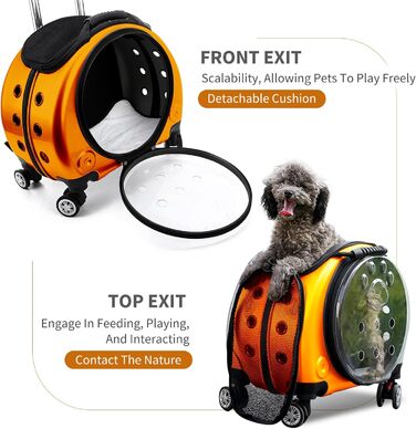 Рюкзак для тварин PETCUTE, розкладний, до 7.5 кг, з підкладкою, гарна вентиляція, для собак та котів, ідеальний для подорожей та прогулянок (Помаранчевий)