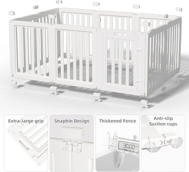 LoveTail Прозорий вольєр для собак з дверцятами, легкий у чищенні та встановленні, переносне огородження для цуценят для дому та саду (Білий, 77 см у висоту, 30,5 см)