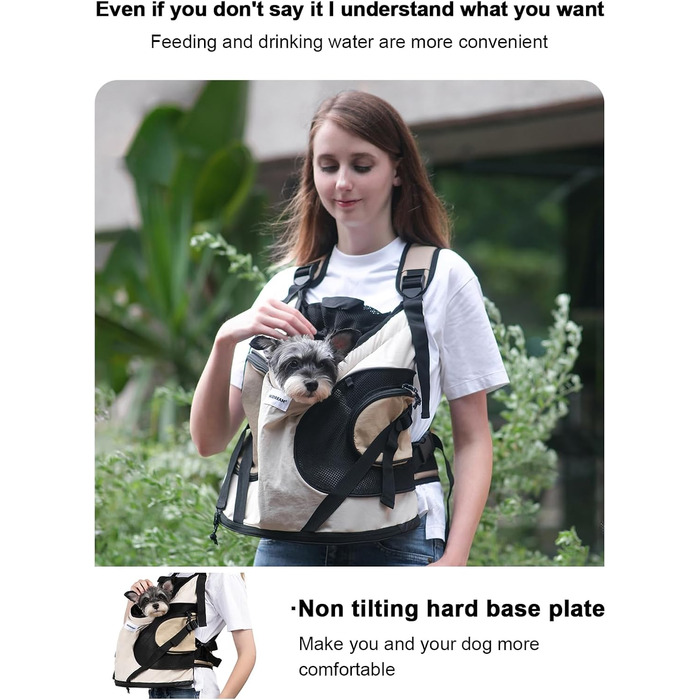 Сумка-переноска для собак HiDREAM, рюкзак для маленьких собак, середній, бежевий, для подорожей, з кишенями, зручна, машинного прання