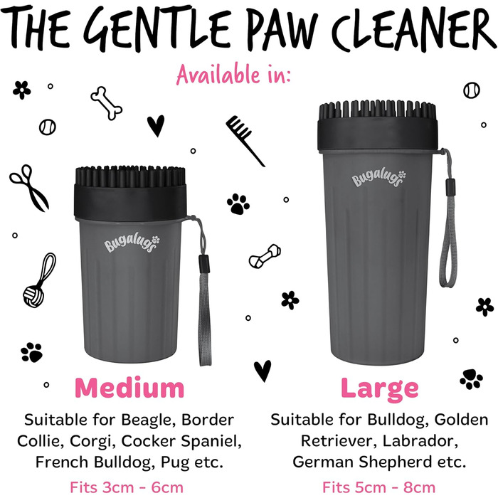 Очищувач лап для собак Bugalugs - портативний душ для лап собак та котів (Чорний, Medium)