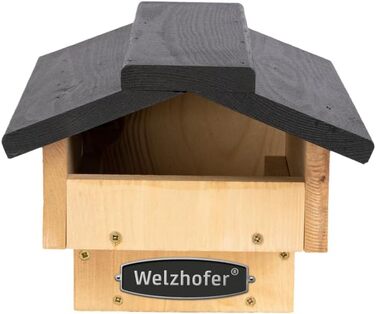 Дерев'яний шпаківня Welzhofer David, напіввідкрита, ручна робота, для горихвістки, плиски, сірого мухоловки та вільшанки, із якісної сосни, зроблено в Європі