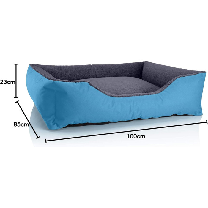 Ліжко для собак BedDog Teddy XL, сіро-блакитне, 100x85x23 см, з міцного матеріалу Cordura та Microfaser-Velours, для дому та вулиці