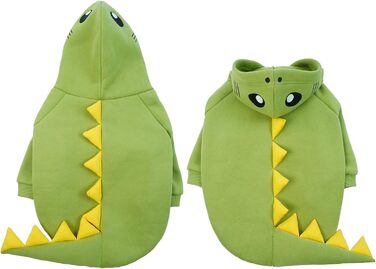 Теплий костюм для собак великих порід, динозавр, фліс, костюм на осінь/зиму, зелений, френч-бульдог, флісовий капюшон