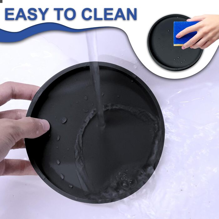 Силіконовий килимок для годування домашніх тварин Arespark, неслизький, водонепроникний, з піднятими бортиками, запобігає розливу, круглий, для собак, котів, цуценят, кошенят, 15,2 x 6, чорний