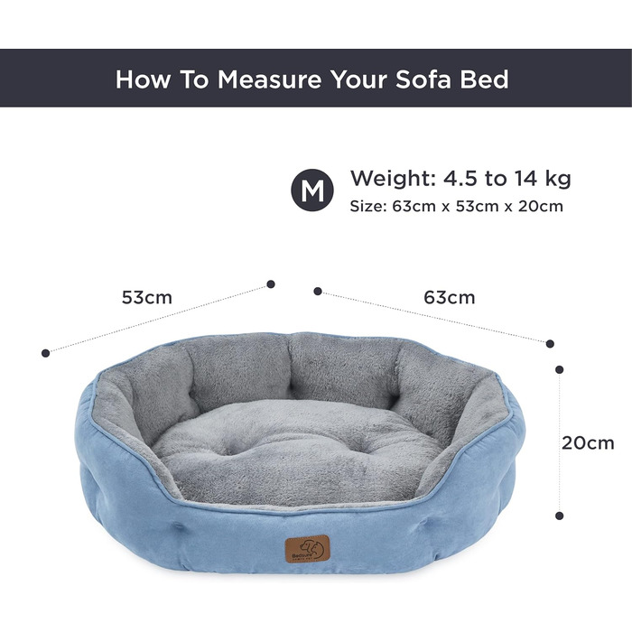 Лягу для котів BEDSURE, 51x48x15 см, з двостороннім внутрішнім подушечкою, місце для сну котів та маленьких собак