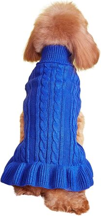 Теплий зручний пуловер для собак, розмір M, акрил, роговий комір, для собак маленьких та великих порід, 5,9–7,3 кг, темно-синій